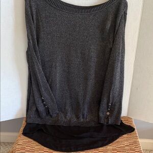 Women's Black w/ silver thread lightweight Sweater with sheer black tank